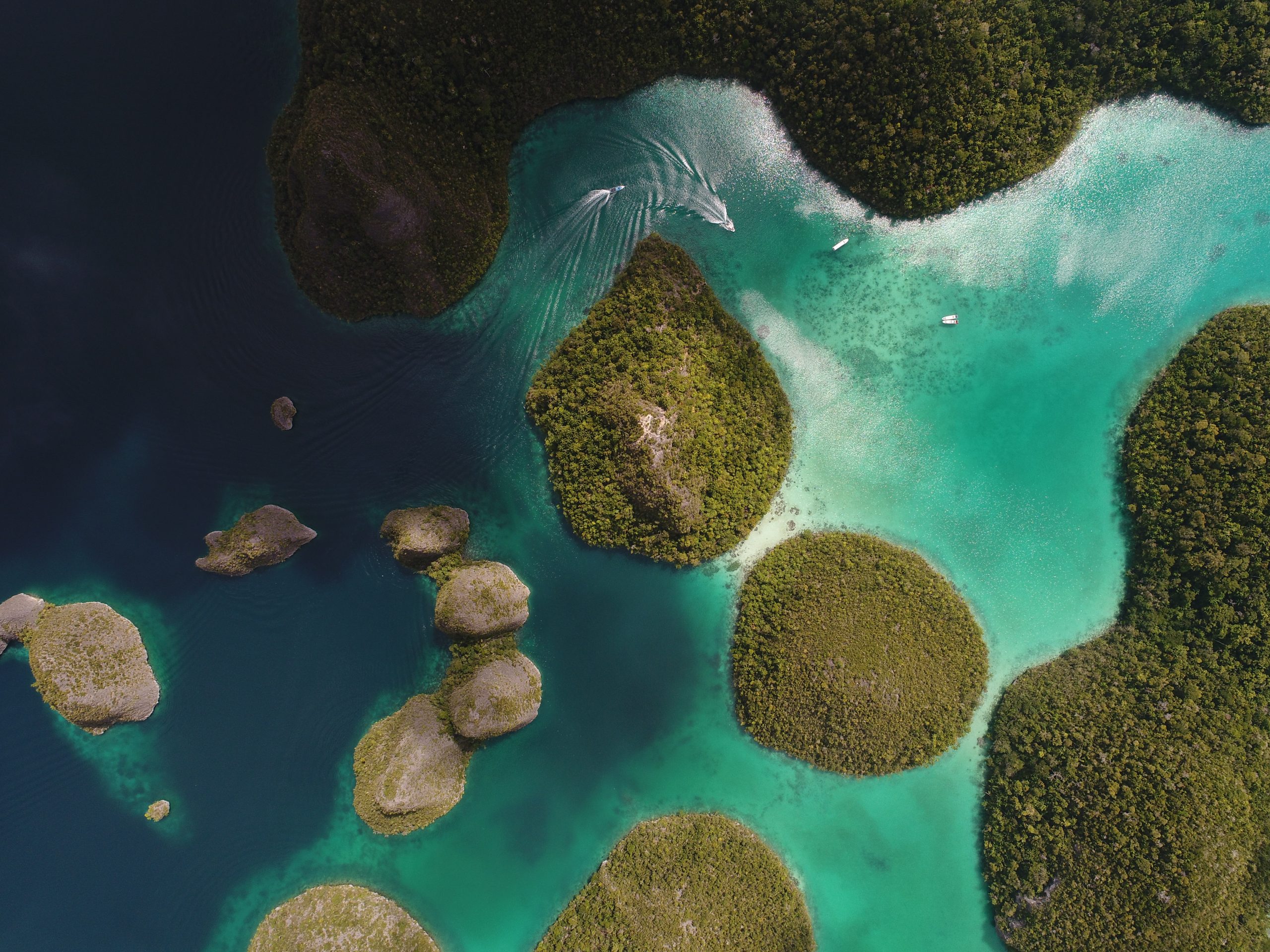 aerial shot wayag islands raja ampat west papua indonesia scaled
